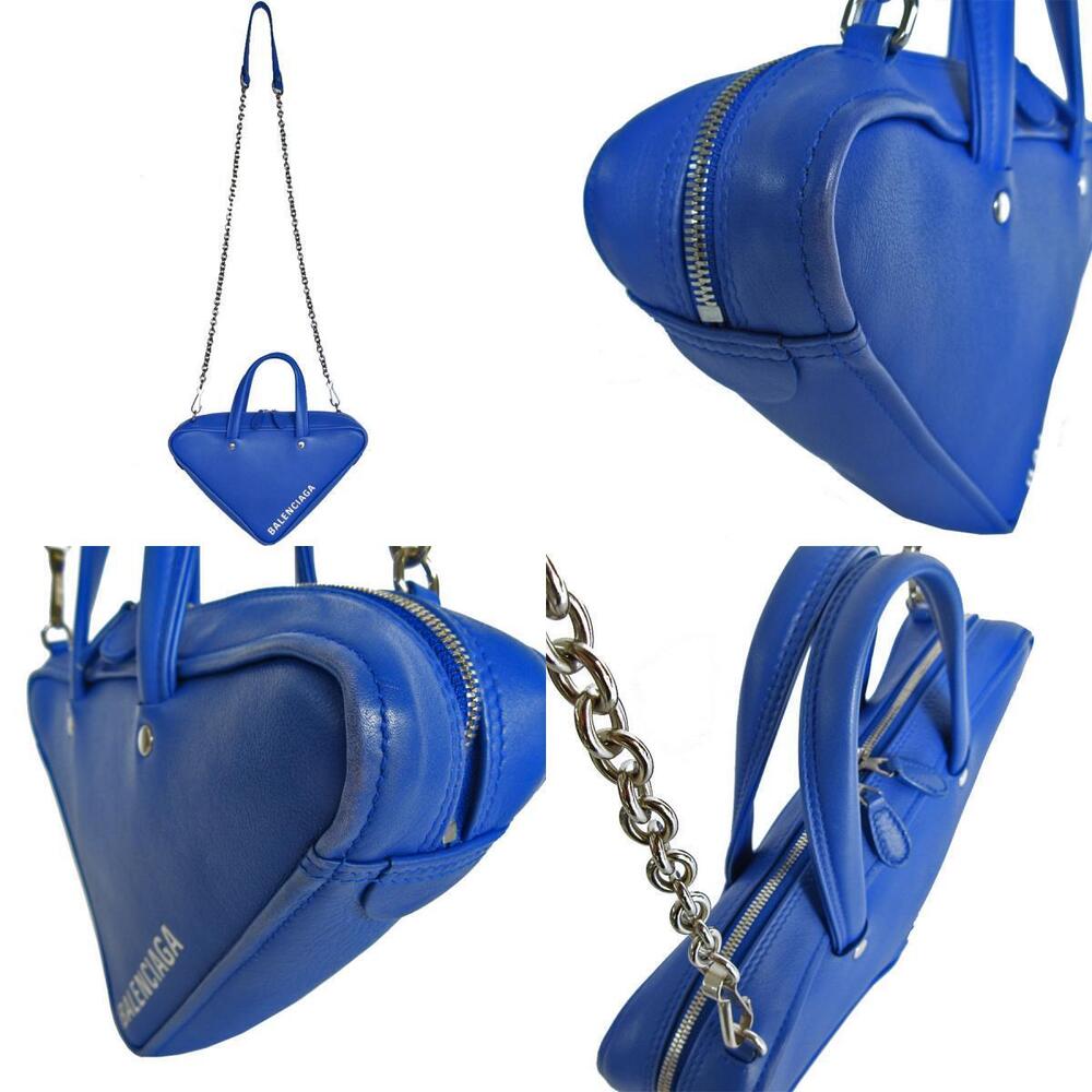 Balenciaga Leather Duffle Triangle Blue Shoulder XS Bag - Picture 3 of 4